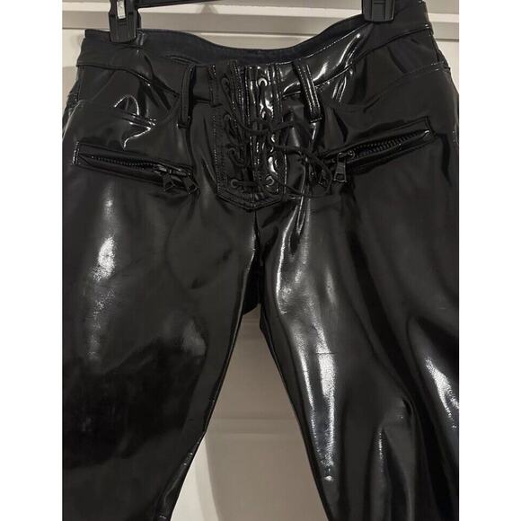 Unravel Project Latex Pants 29 Lace Up Two Toned Slim Fit Italy Goth Grunge $750 - Picture 2 of 16
